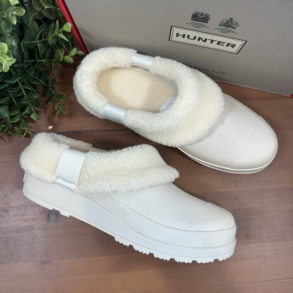 Hunter Women's Play Sherpa Insulated Clogs‎ White Size 6